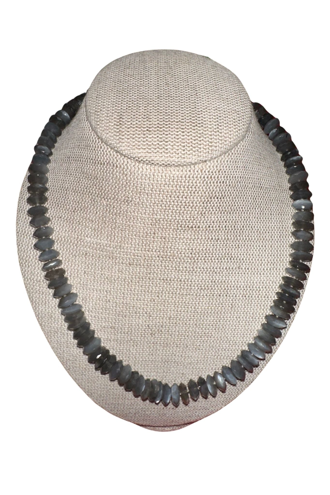 V11321 The Woods TS Grey Moonstone Candy Necklace with Brass Clasp - Vermillion