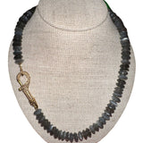 V11321 The Woods TS Grey Moonstone Candy Necklace with Brass Clasp - Vermillion