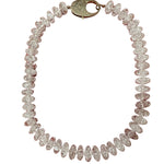 V11322 The Woods TS Cracked Crystal Candy Necklace with Large Brass Diamond Pave Clasp - Vermillion