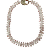 V11322 The Woods TS Cracked Crystal Candy Necklace with Large Brass Diamond Pave Clasp - Vermillion