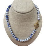 V11324 The Woods TS Blue Opal Candy Necklace with Brass Diamond Pave Clasp - Vermillion