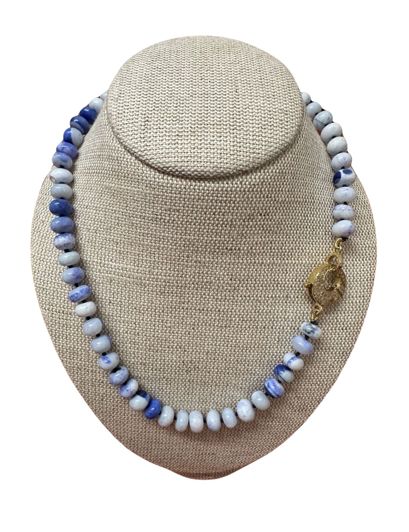 V11324 The Woods TS Blue Opal Candy Necklace with Brass Diamond Pave Clasp - Vermillion