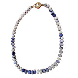 V11324 The Woods TS Blue Opal Candy Necklace with Brass Diamond Pave Clasp - Vermillion