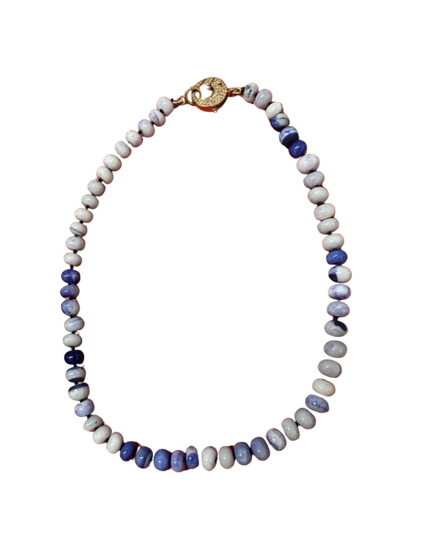 V11324 The Woods TS Blue Opal Candy Necklace with Brass Diamond Pave Clasp - Vermillion