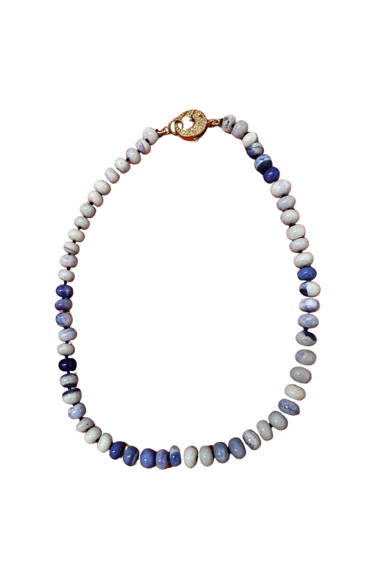 V11324 The Woods TS Blue Opal Candy Necklace with Brass Diamond Pave Clasp - Vermillion