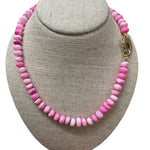 V11325 The Woods TS Pink Opal Candy Necklace with Brass Diamond Pave Clasp - Vermillion