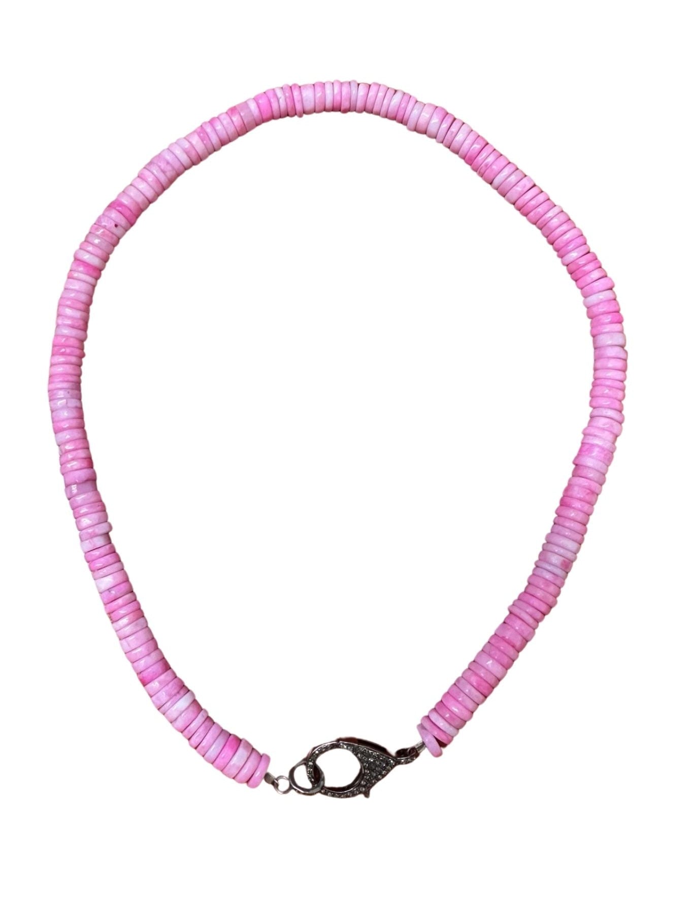 V11328 The Woods TS Pink Opal Candy Necklace with Silver Diamond Pave Clasp - Vermillion