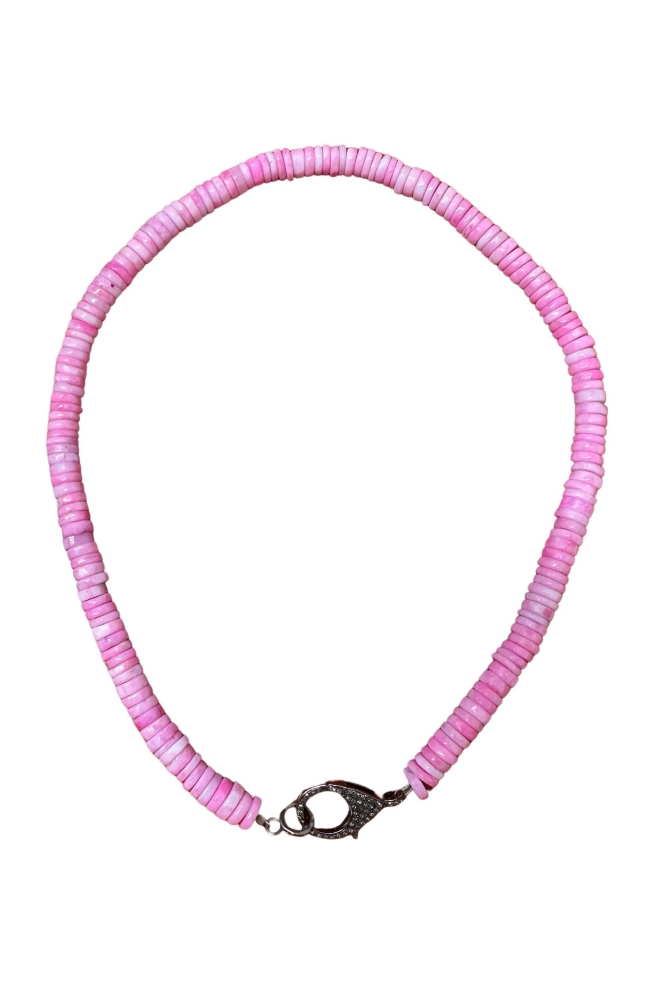 V11328 The Woods TS Pink Opal Candy Necklace with Silver Diamond Pave Clasp - Vermillion