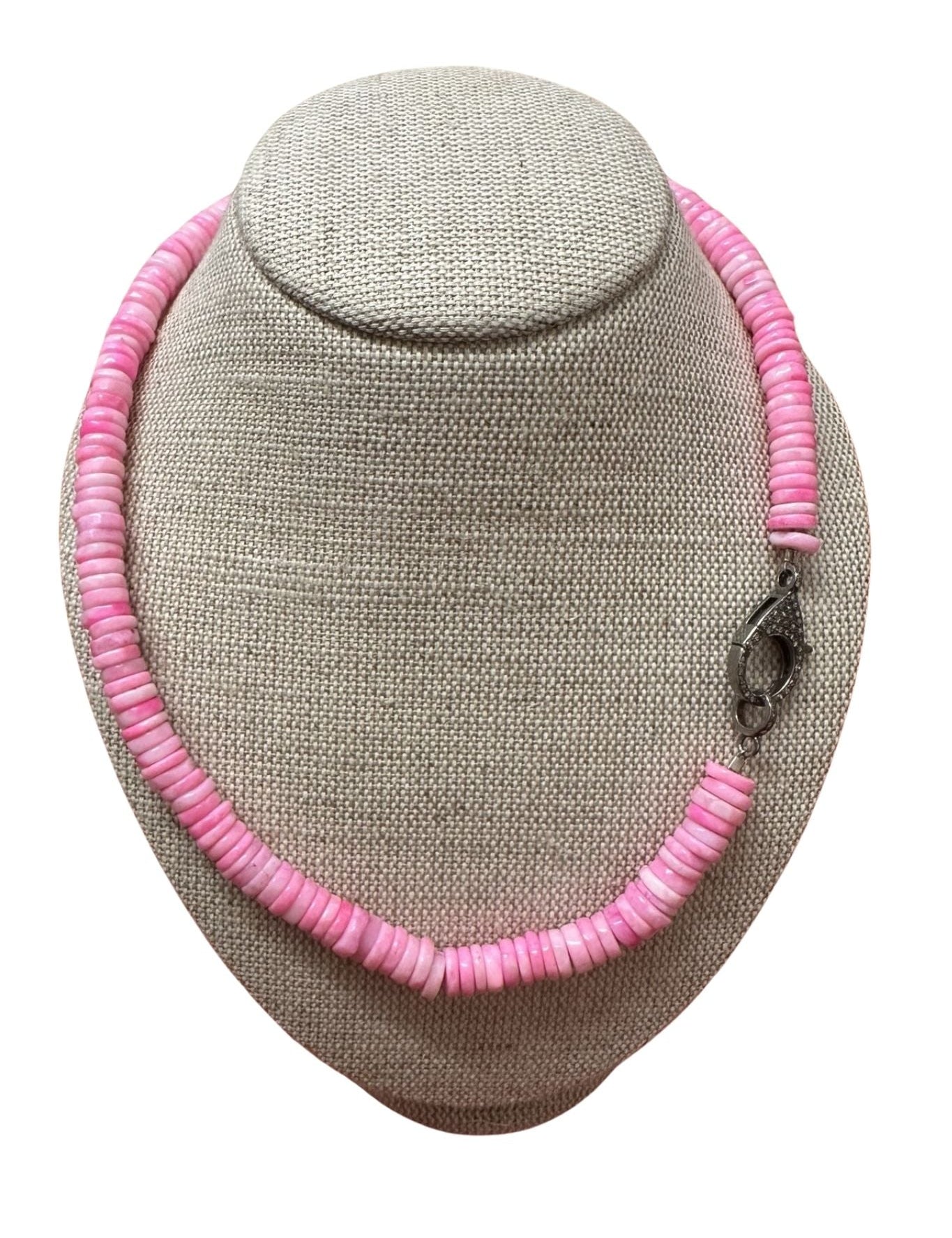 V11328 The Woods TS Pink Opal Candy Necklace with Silver Diamond Pave Clasp - Vermillion