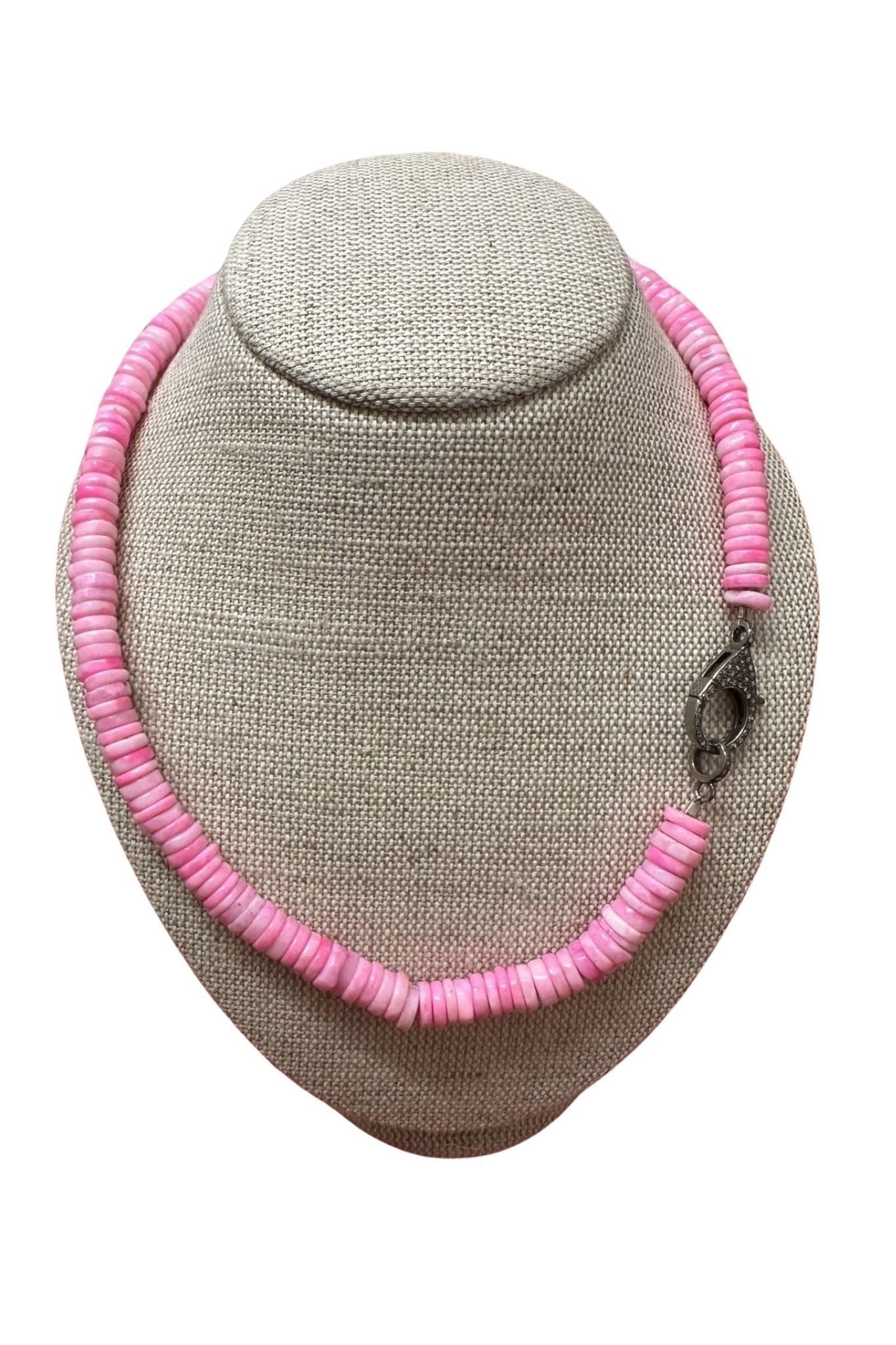 V11328 The Woods TS Pink Opal Candy Necklace with Silver Diamond Pave Clasp - Vermillion