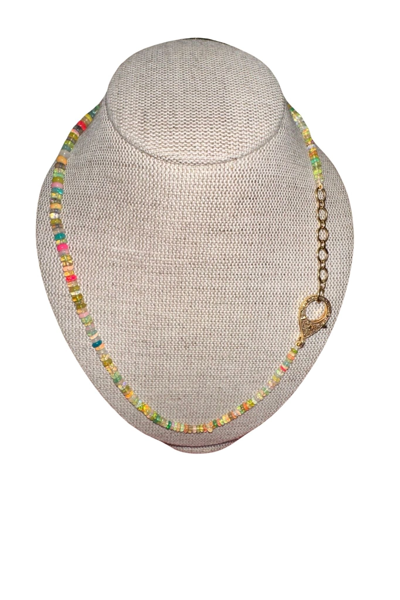 V11331 The Woods Mixed Opal Candy Necklace with Brass Extender - Vermillion