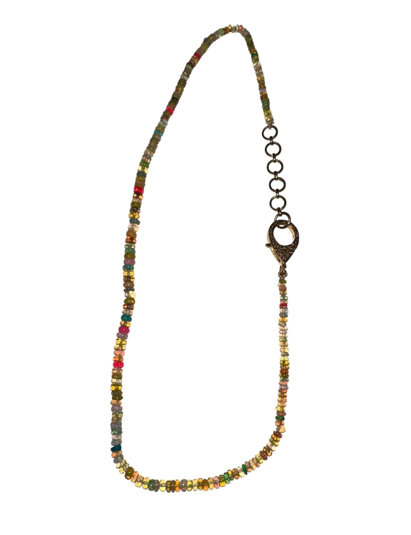 V11331 The Woods Mixed Opal Candy Necklace with Brass Extender - Vermillion