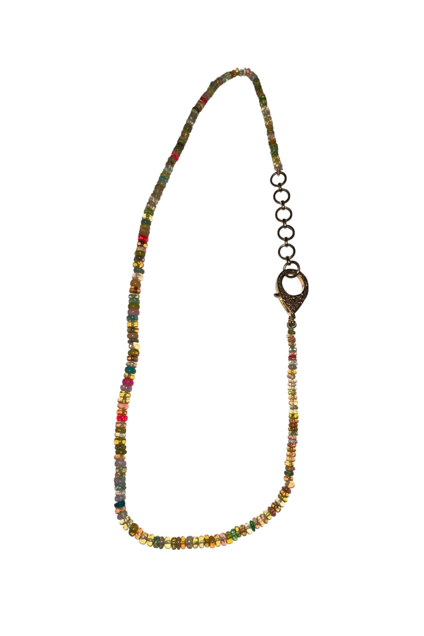 V11331 The Woods Mixed Opal Candy Necklace with Brass Extender - Vermillion