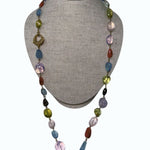 V11334 The Woods TS Amethyst, Aquamarine, Rhodochrosite, Citrine Long Necklace - Vermillion