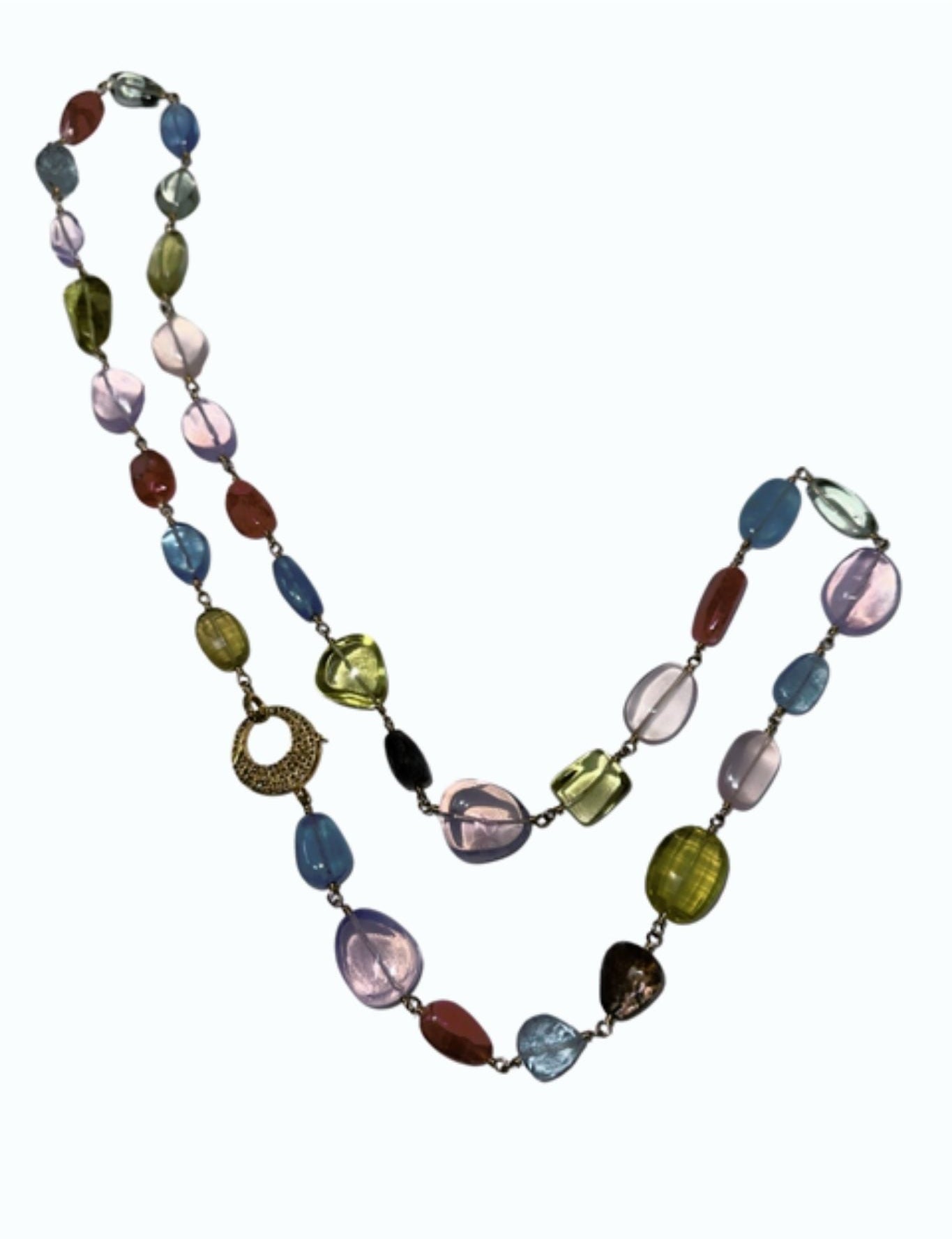 V11334 The Woods TS Amethyst, Aquamarine, Rhodochrosite, Citrine Long Necklace - Vermillion