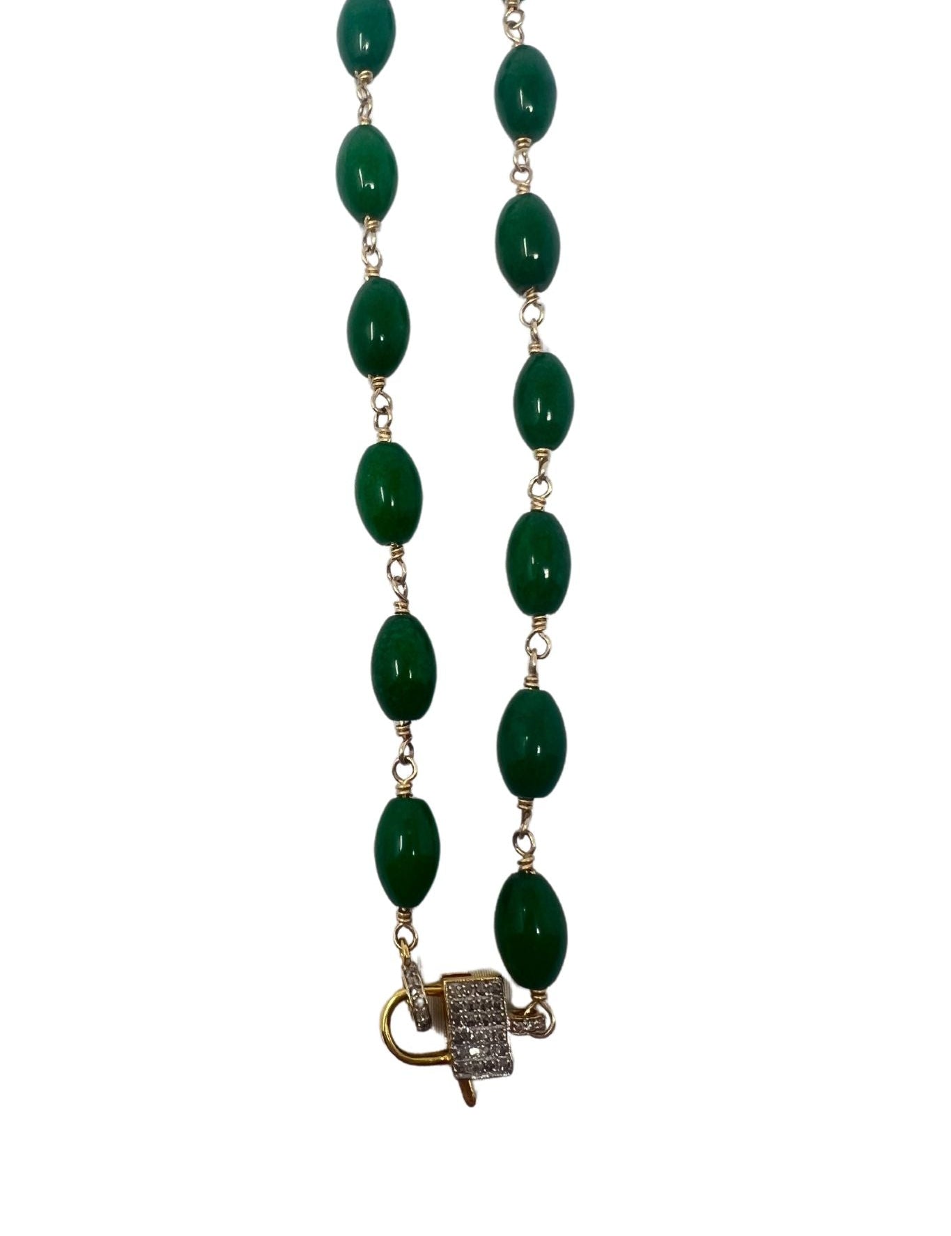 V11336 The Woods TS Long Green Jade Necklace - Vermillion