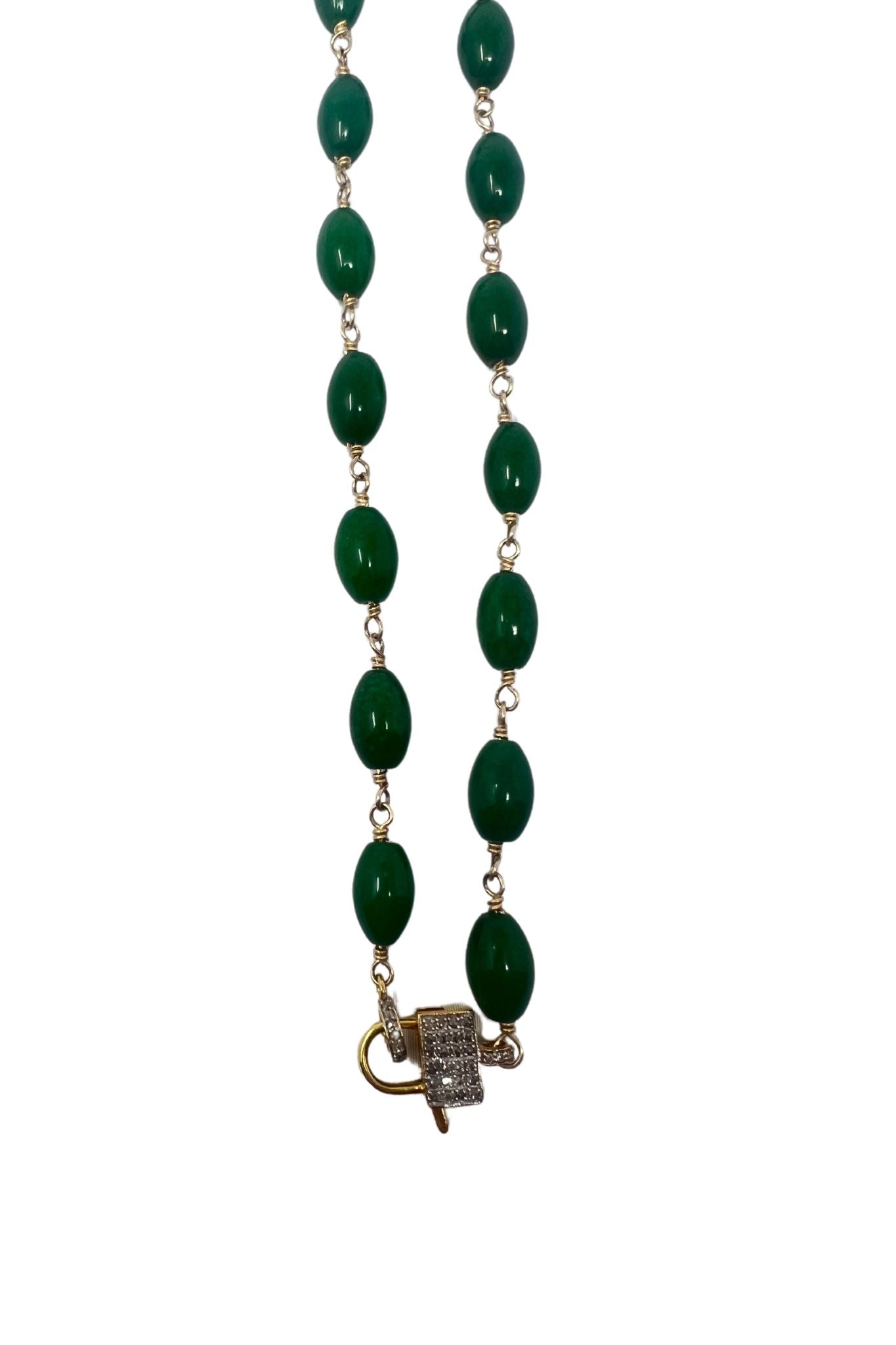 V11336 The Woods TS Long Green Jade Necklace - Vermillion