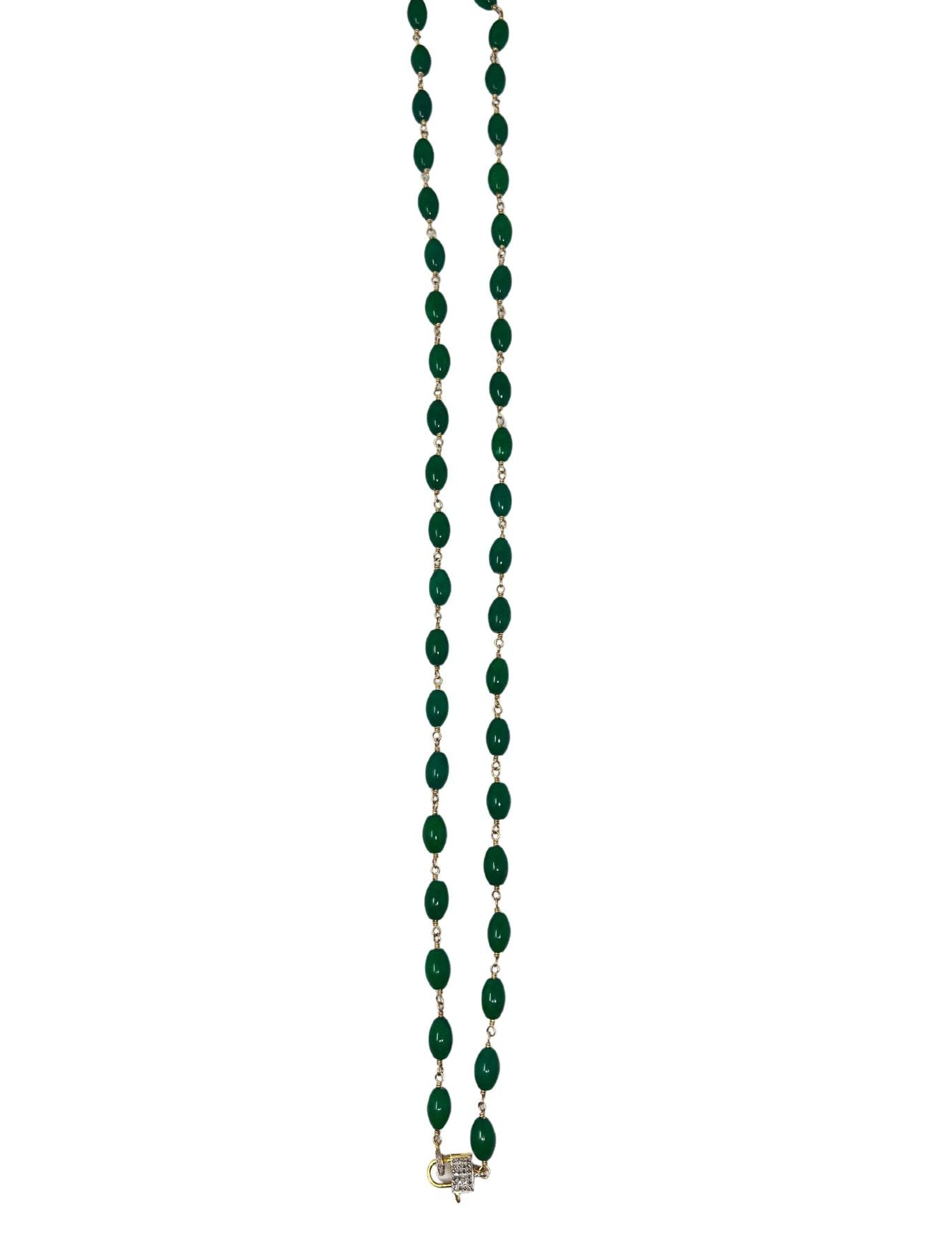 V11336 The Woods TS Long Green Jade Necklace - Vermillion