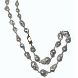 V11339 The Woods TS Large Baroque Pearls Necklace with Square Diamond Pave Clasp - Vermillion