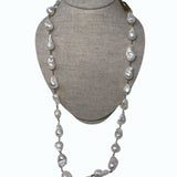 V11339 The Woods TS Large Baroque Pearls Necklace with Square Diamond Pave Clasp - Vermillion