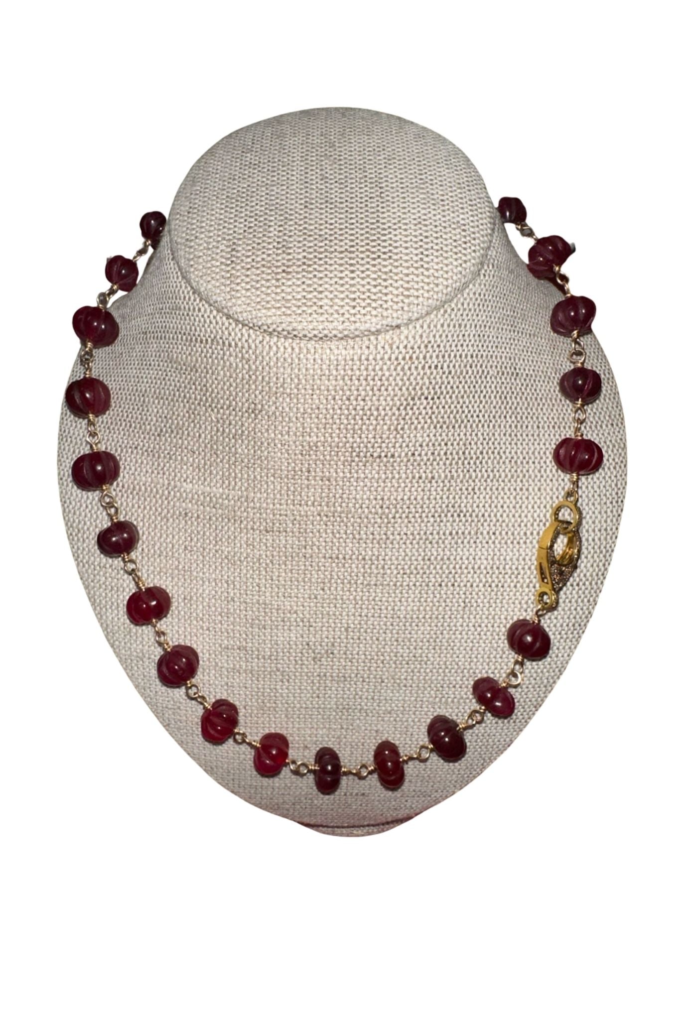 V11349 The Woods TS Carved Quartz Necklace - Vermillion