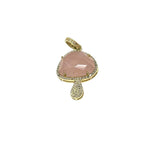 V161 The Woods rose quartz and brass mushroom pendant - Vermillion