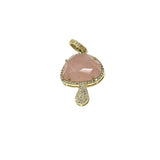 V161 The Woods rose quartz and brass mushroom pendant - Vermillion