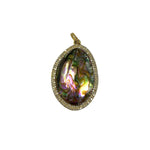 V199 The Woods mother of pearl and brass pendant - Vermillion