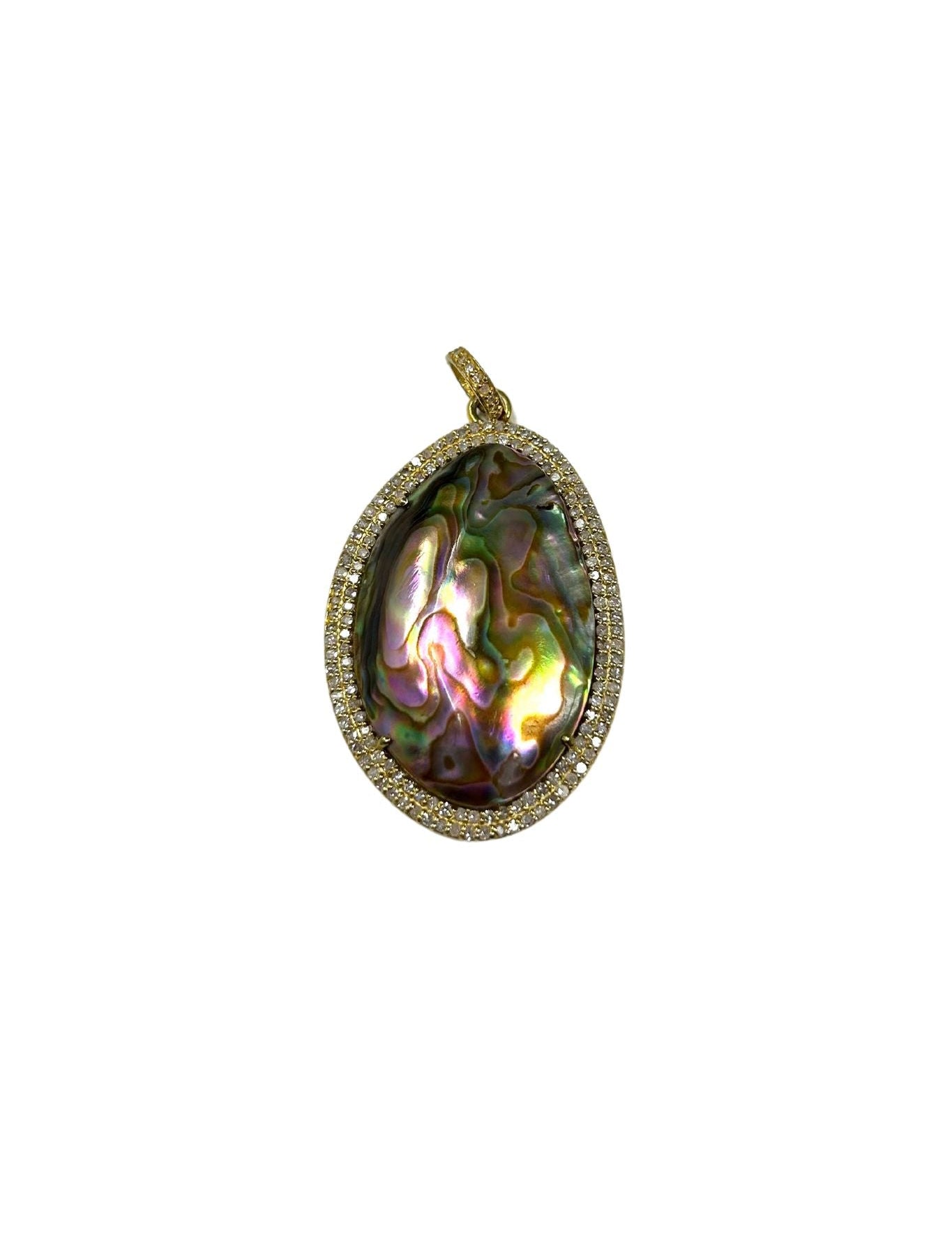 V199 The Woods mother of pearl and brass pendant - Vermillion