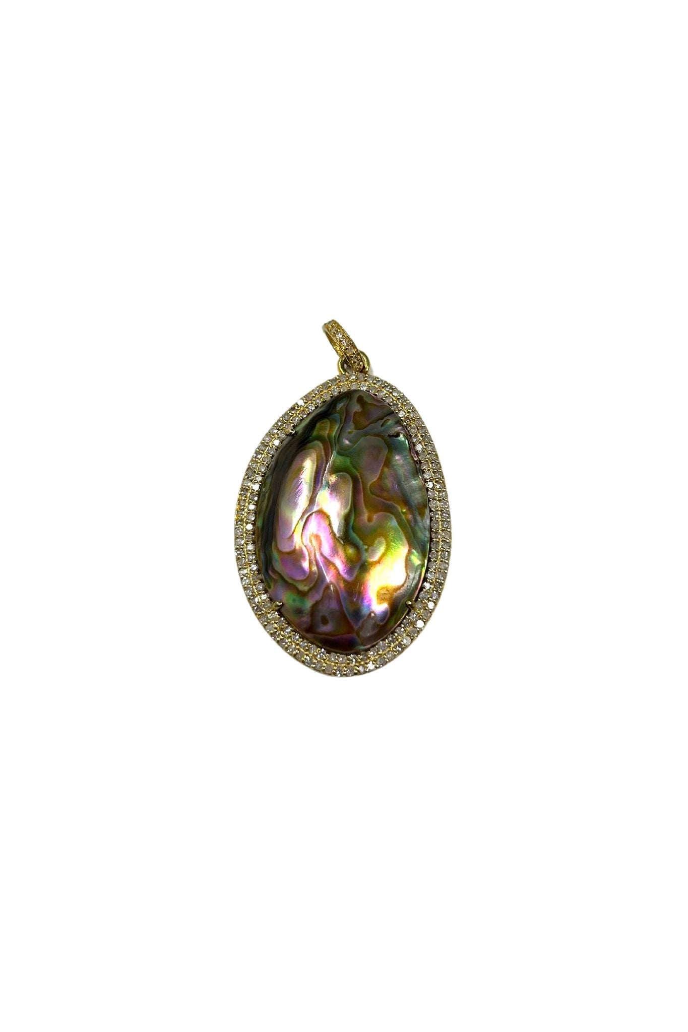 V199 The Woods mother of pearl and brass pendant - Vermillion