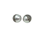 V295 The Woods silver pearl stud earrings - Vermillion