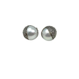 V295 The Woods silver pearl stud earrings - Vermillion