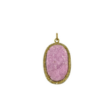 V31 The Woods Pink Druzy Oval Pendant with Diamond Pave