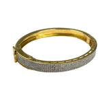 V381 The Woods Brass and Diamond Pave Oval Bangle - Vermillion