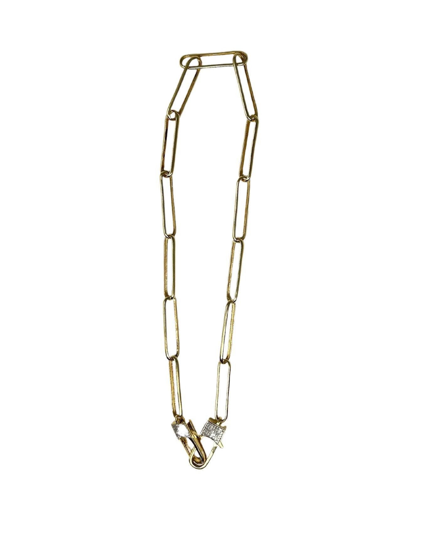 V444B The Woods 17.5" Brass Paperclip Chain Necklace with Double Clasp - Vermillion