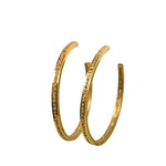 V495 The Woods Small Brass Single Diamond Pave Row Hoop Earrings - Vermillion