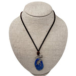 V498B The Woods Denim Lapis Stone with Bee Charm on Blue Leather Necklace - Vermillion