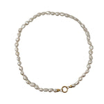 V500B The Woods Short White Pearl Necklace with 14k Gold Clasp - Vermillion