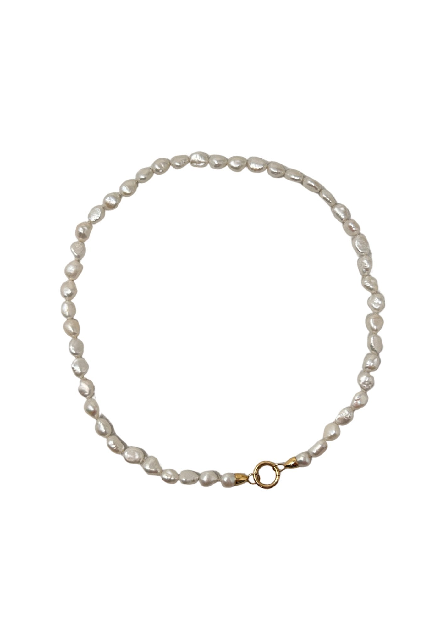 V500B The Woods Short White Pearl Necklace with 14k Gold Clasp - Vermillion