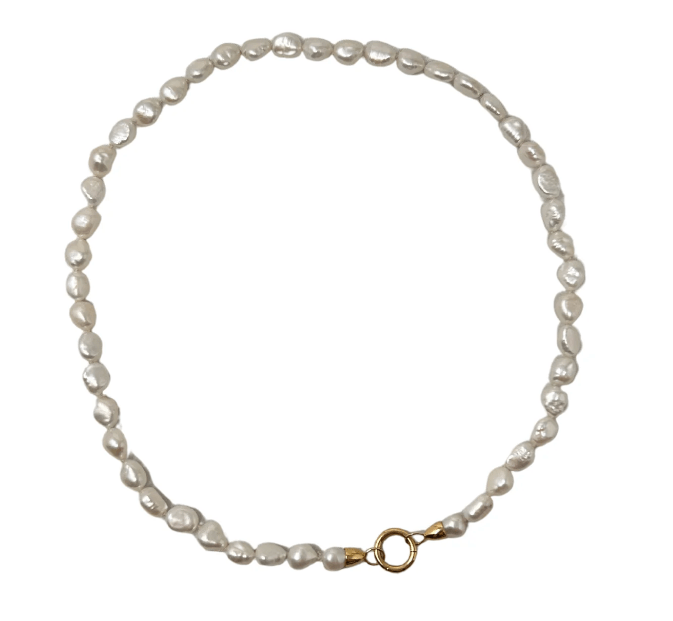 V500B The Woods Short White Pearl Necklace with 14k Gold Clasp - Vermillion