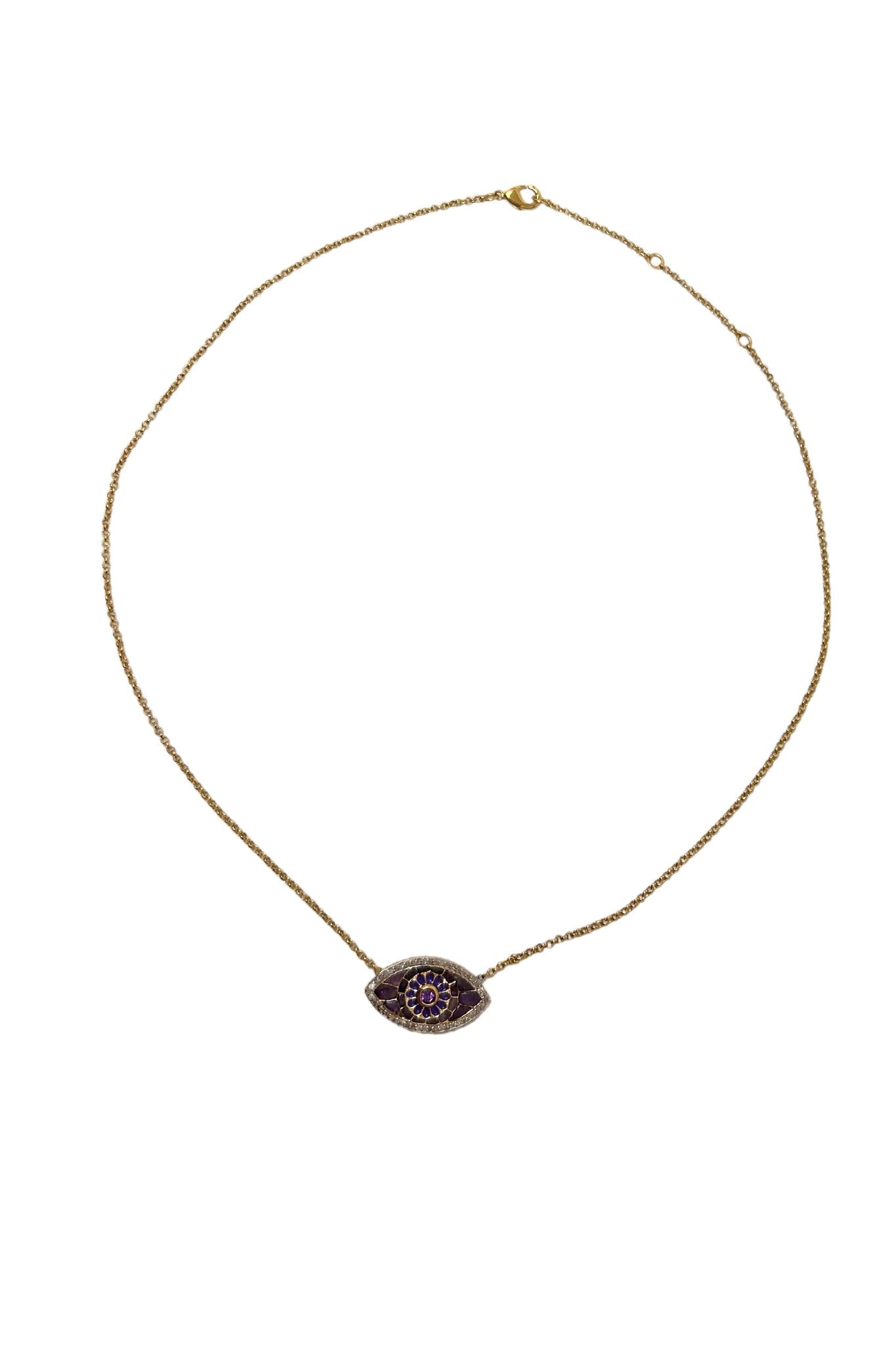 V510B The Woods Evil Eye Necklace in Purple - Vermillion