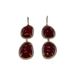 V550 The Woods Pink Jade and Diamond Drop Earrings - Vermillion