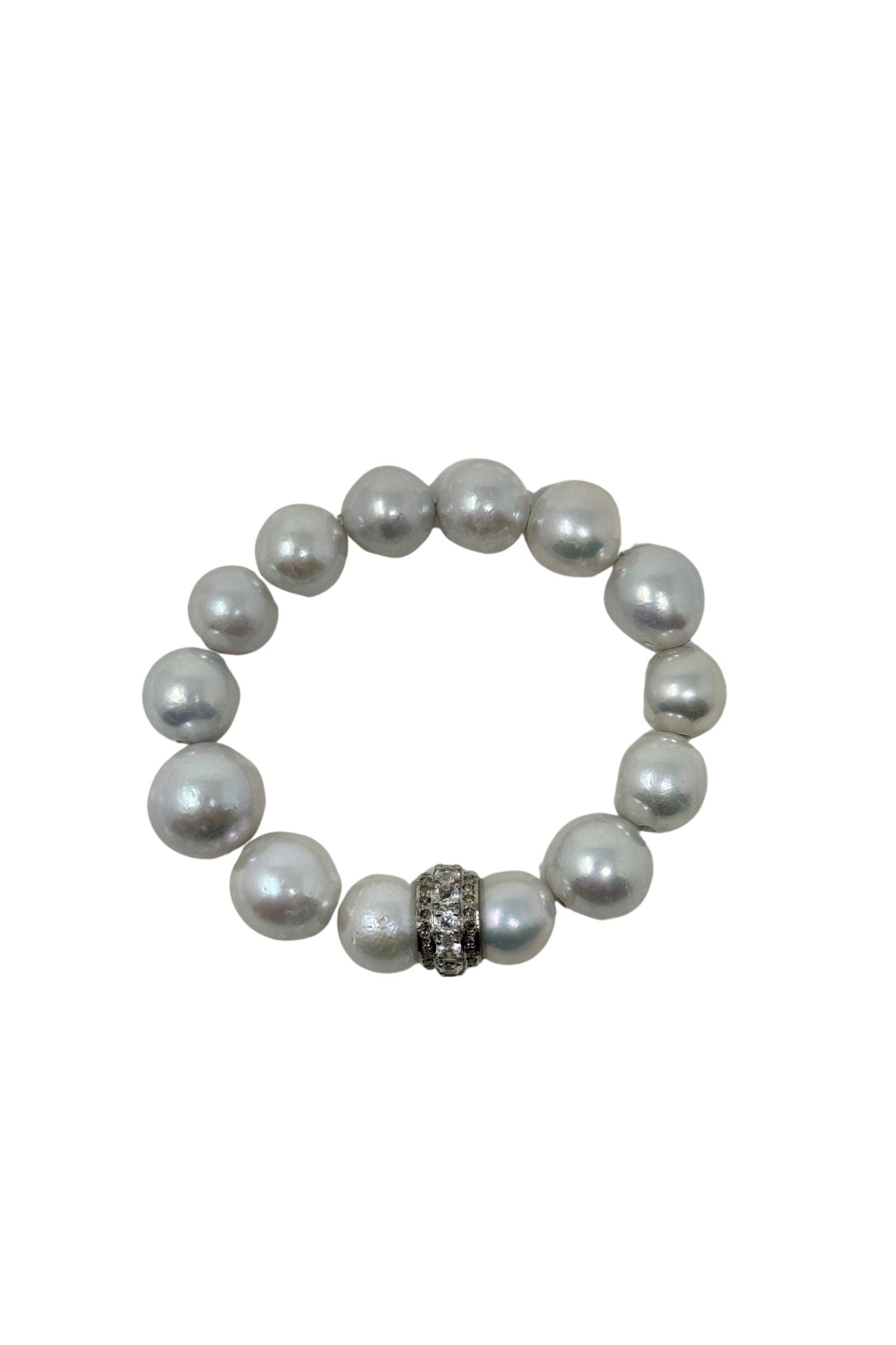 V555 The Woods Edison Pearl Bracelet with Diamond Bead - Vermillion