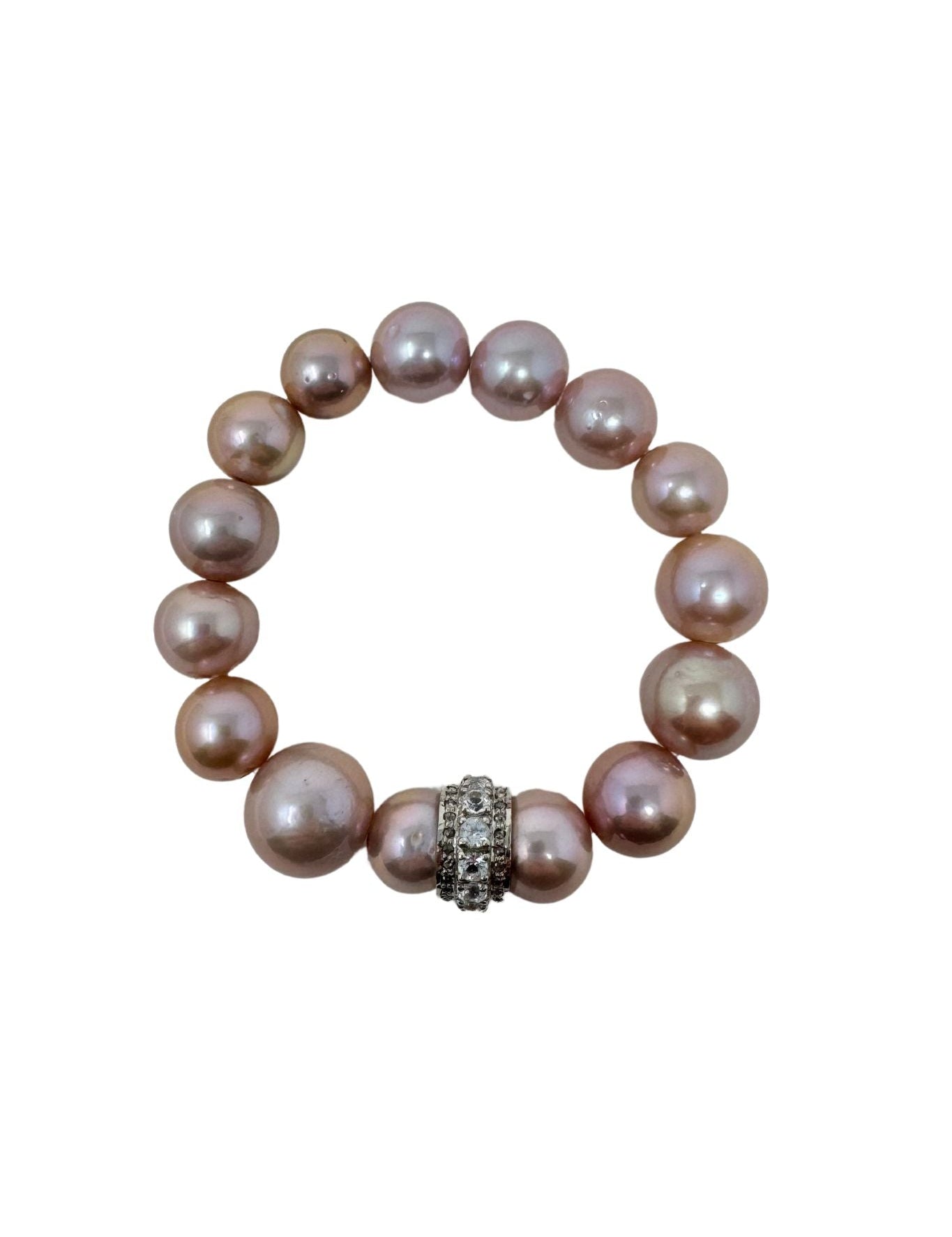 V558 The Woods Pink Edison Pearl Bracelet with Diamond Bead - Vermillion