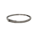 V562 The Woods Silver Oval Bangle with 2 Diamond Rows - Vermillion