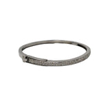 V562 The Woods Silver Oval Bangle with 2 Diamond Rows - Vermillion