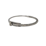 V563 The Woods Silver Oval Bangle with 1 Diamond Row - Vermillion