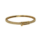 V564 The Woods Brass Round Bangle with 2 Diamond Rows - Vermillion