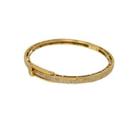 V564 The Woods Brass Round Bangle with 2 Diamond Rows - Vermillion