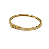 V564 The Woods Brass Round Bangle with 2 Diamond Rows - Vermillion